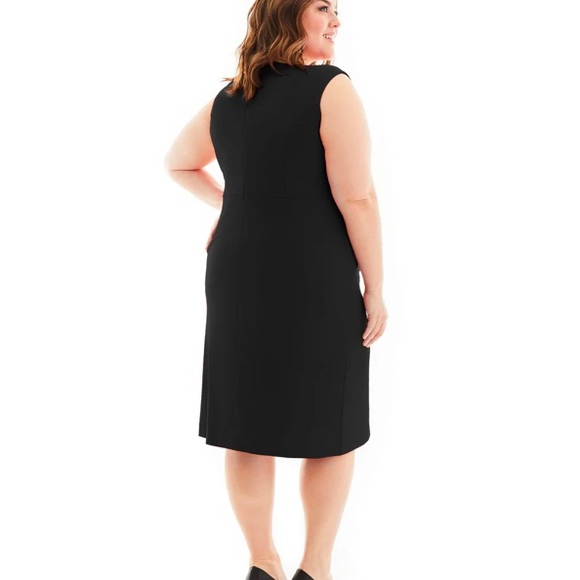 PROJECT GRAVITAS LUCILLE BLACK RUCHED VNECK PLUS FITTED SHAPEWEAR LUXE DRESS - Picture 3 of 16